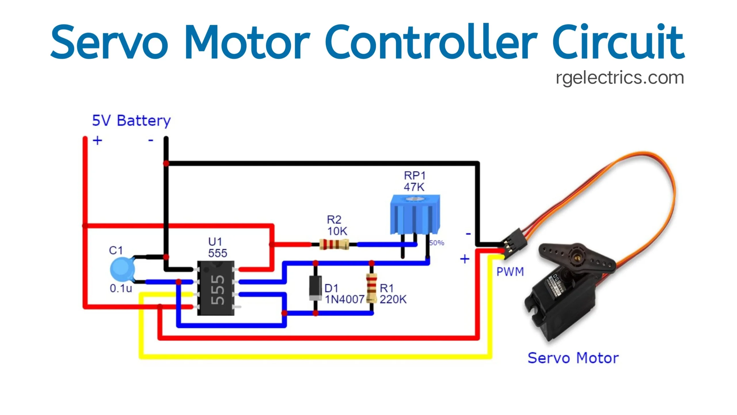 Simple Servo Motor Controller Circuit using NE555 Time Ic  RG Electrics