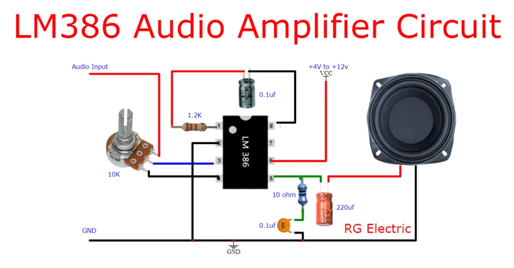 LM386 Audio Amplifier Circuit With Volume Control