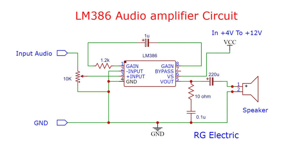 LM386 Audio Amplifier Circuit With Volume Control