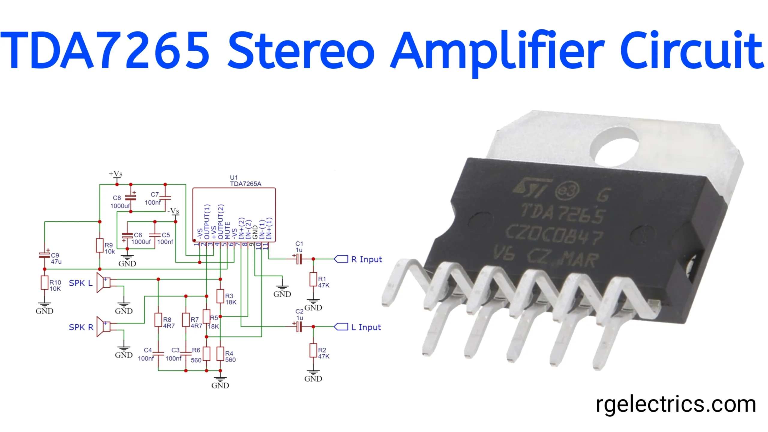 TDA7265 25W+25W Stereo Amplifier Circuit