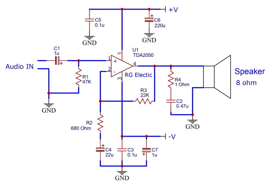 tda2050 circuit diagram