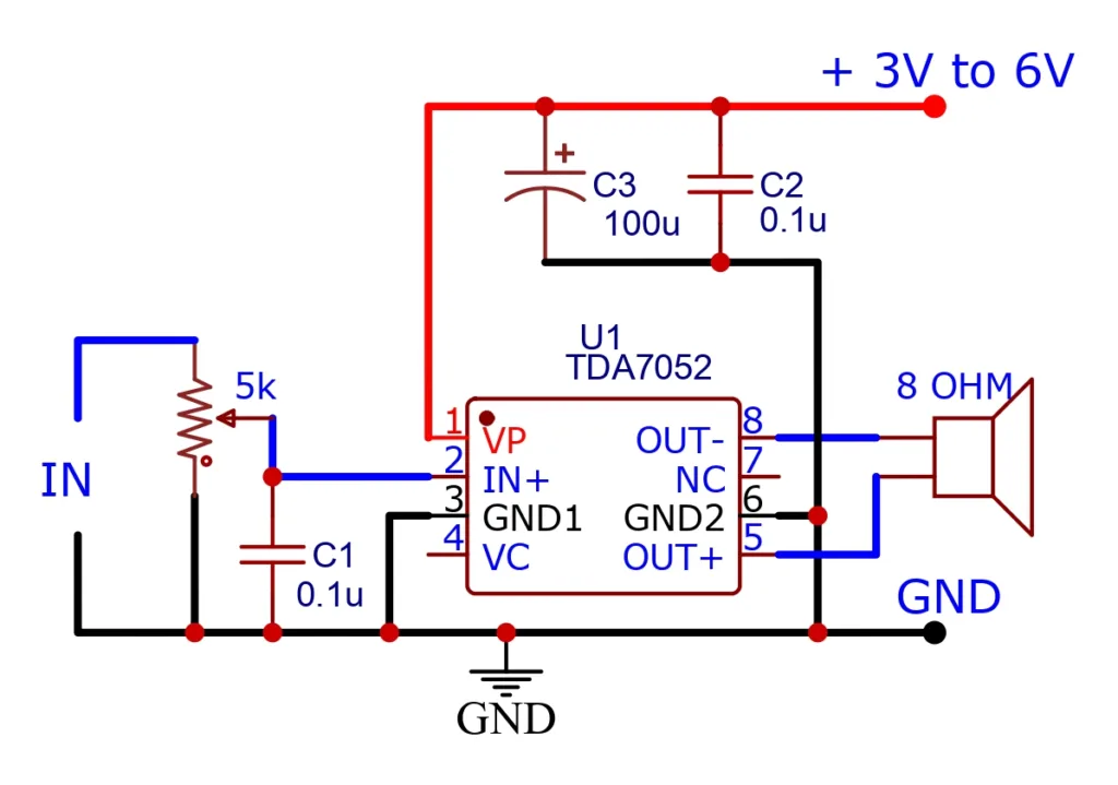 TDA7052 audio amplifier Circuit
