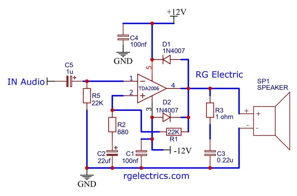 tda2006 audio amplifier circuit diagram