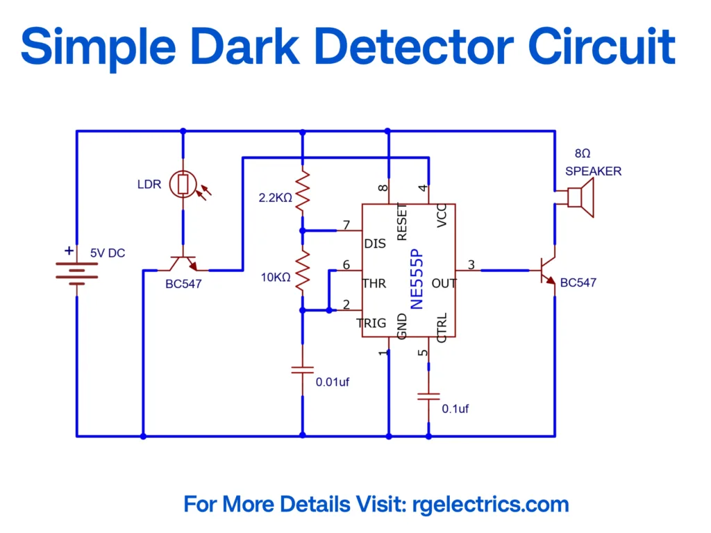 dark detector circuit using ne555 diagram