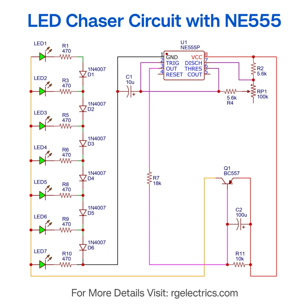 led chaser circuit diagram
