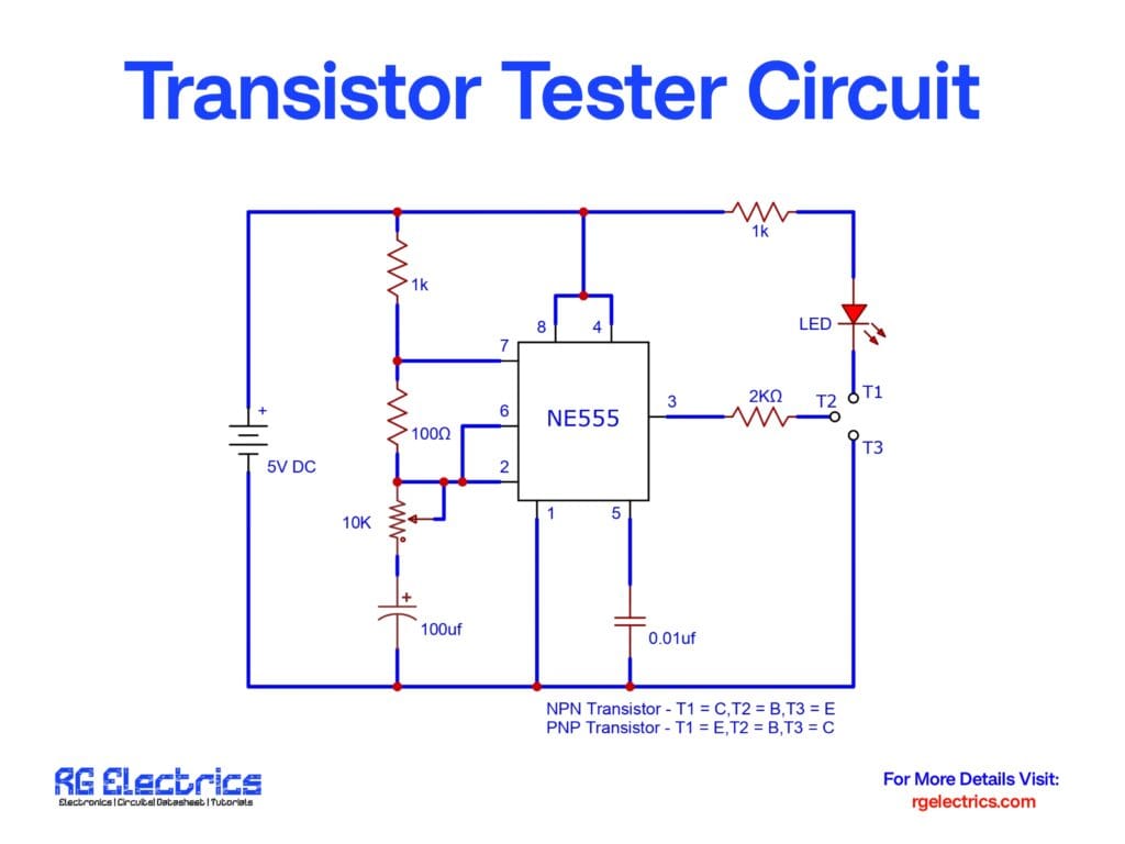 transistor tester circuit ne555