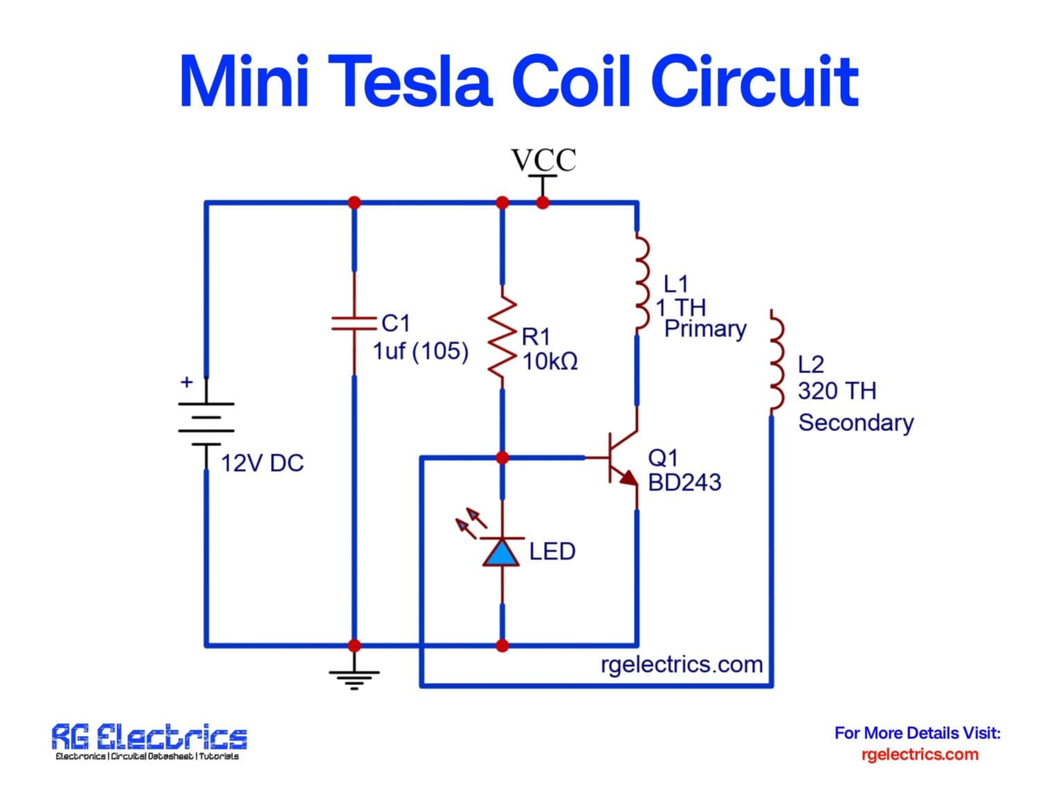 Mini Tesla Coil Using BD243 Transistor Circuit Working Explained Mini Tesla Coil Using BD243 Transistor Circuit Working Explained