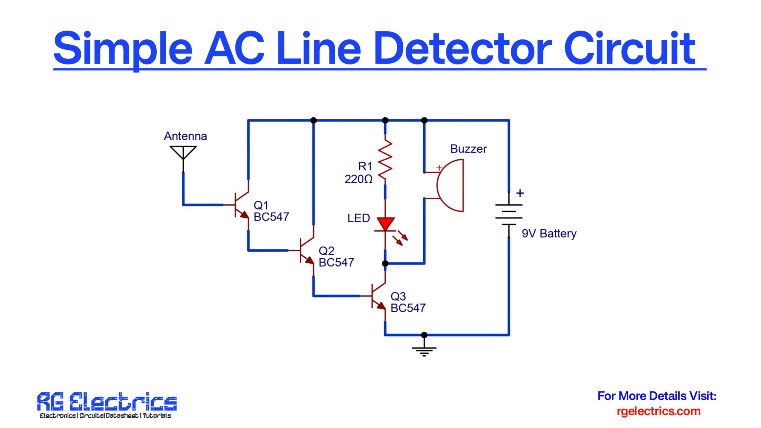 Simple AC Line Detector Circuit using Bc547