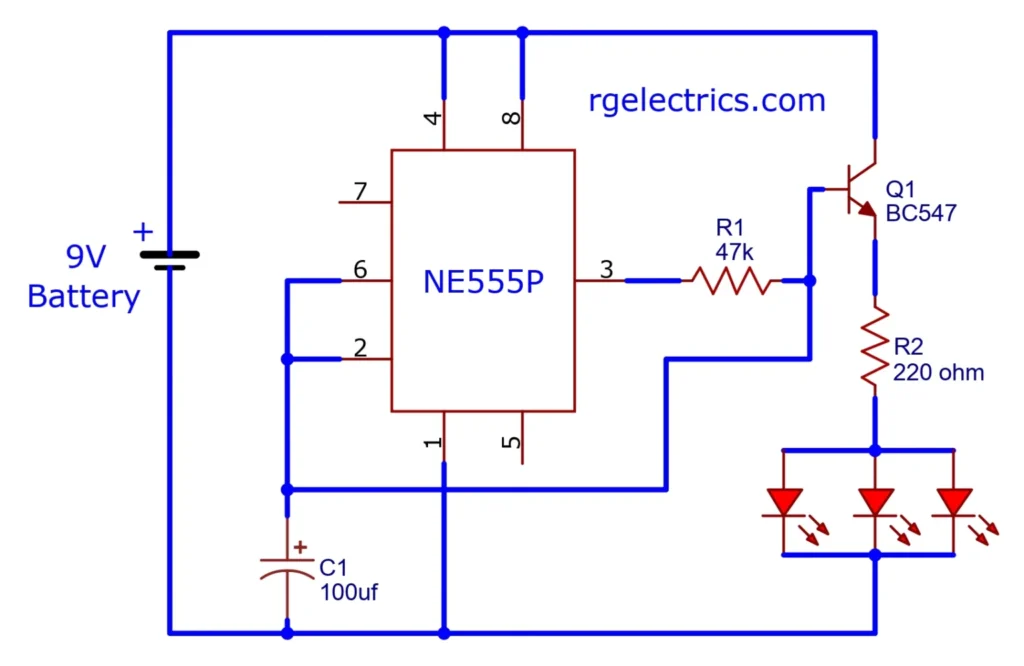 ne555 led flasher circuit