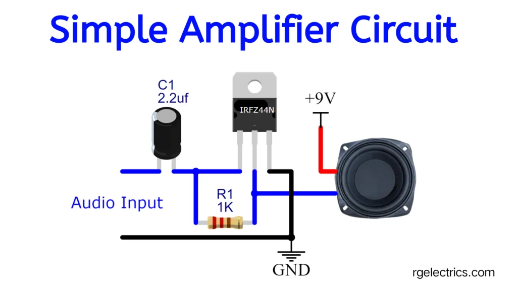 Simple Audio Amplifier Circuit using IRFZ44n