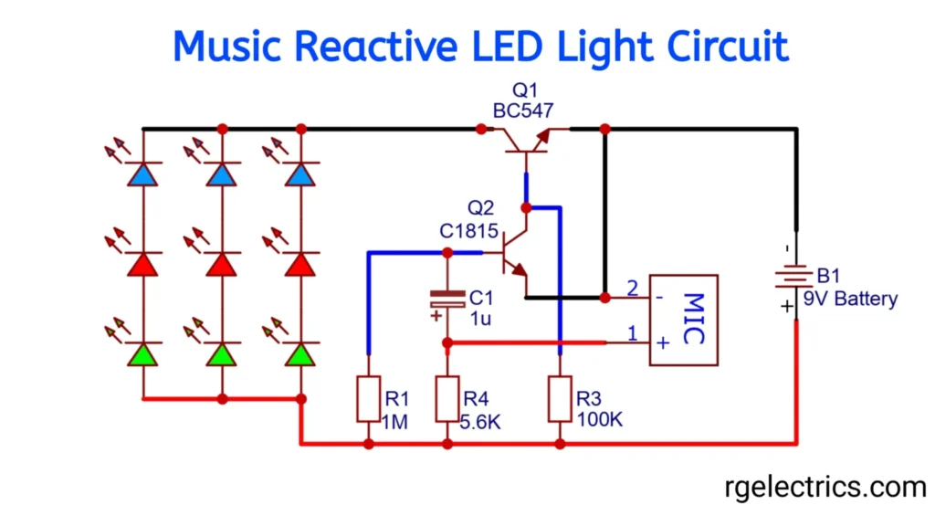 Simple Music Reactive LED Light Circuit