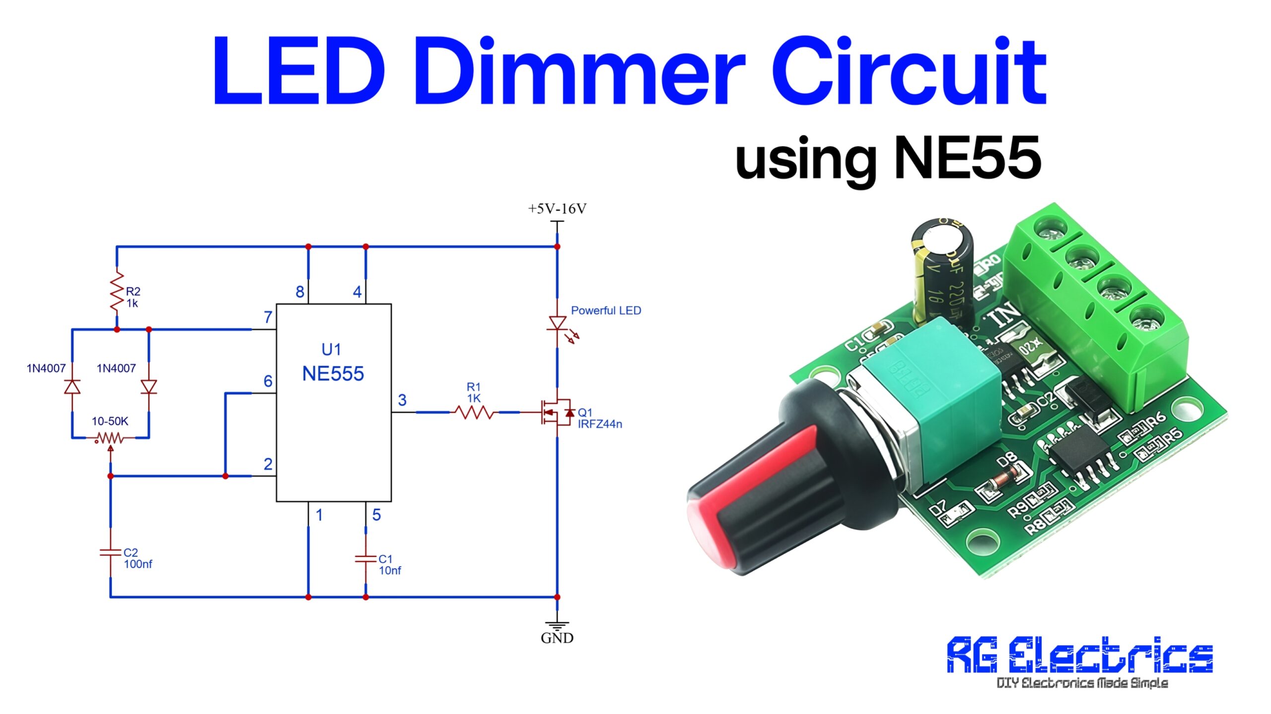 led dimmer circuti using ne555 ic