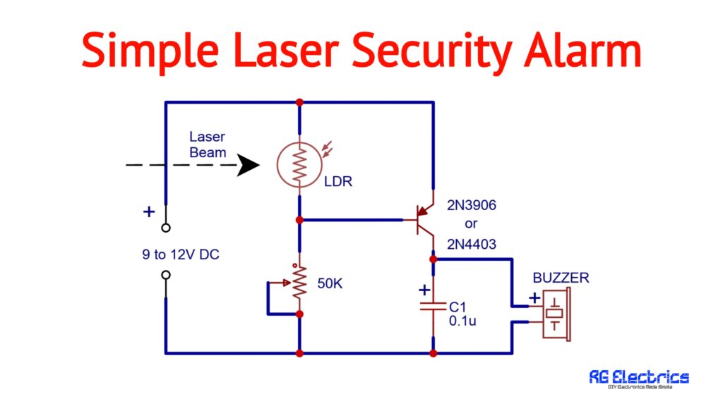 simple laser security alarm circuit diagram